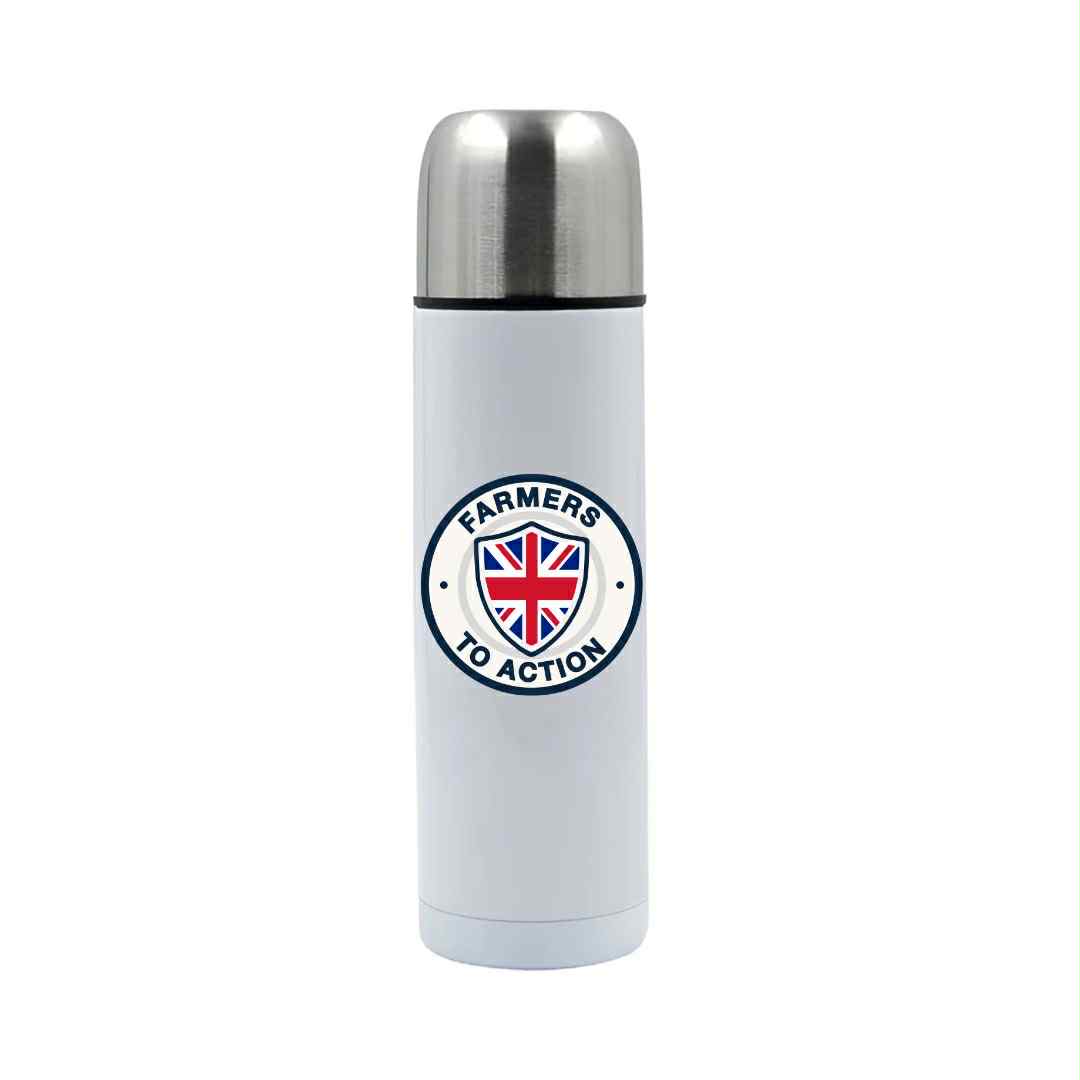 Farmers To Action Thermal Flask Bottle - 500ml - WHITE / SILVER LID