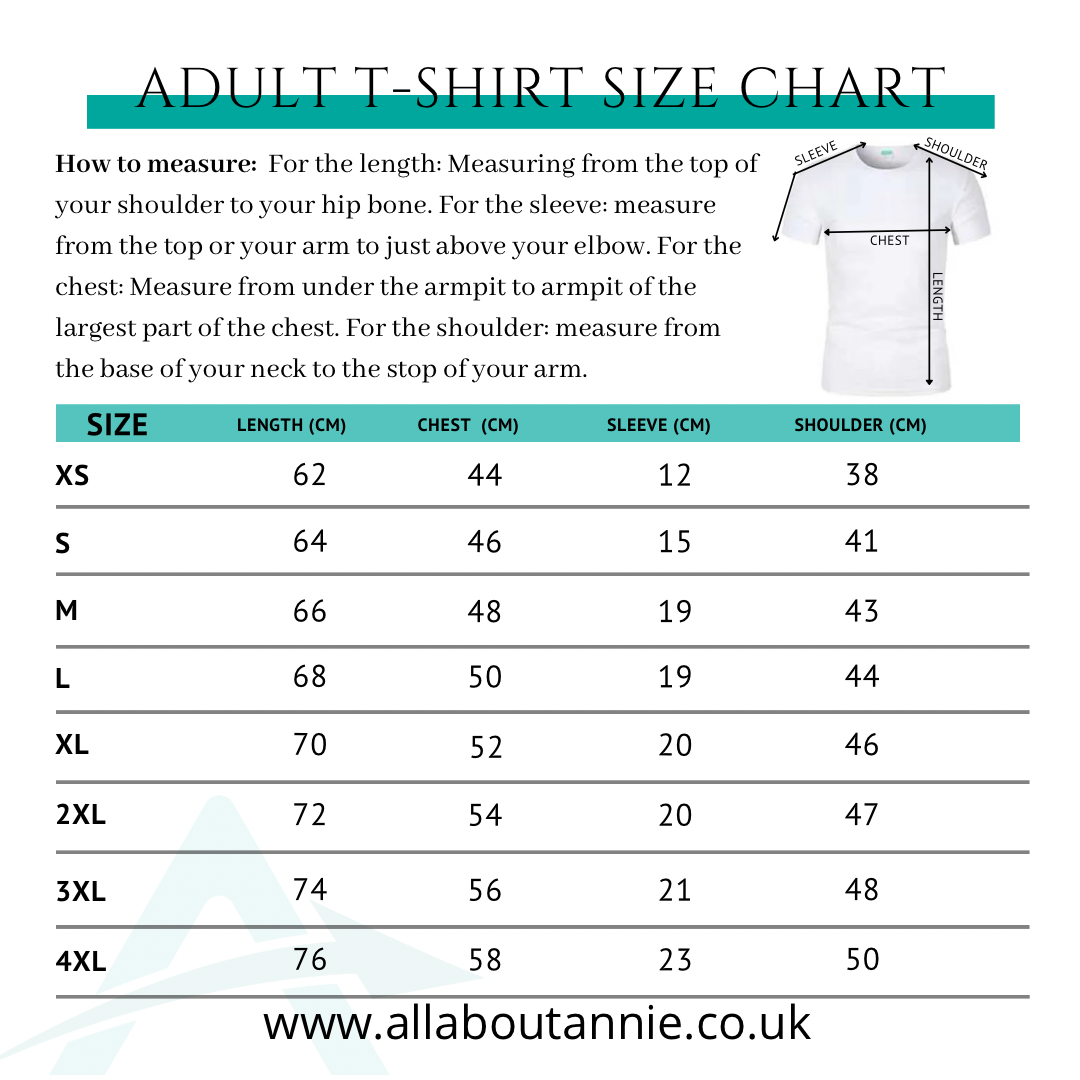 Adults T-Shirts Size Guide