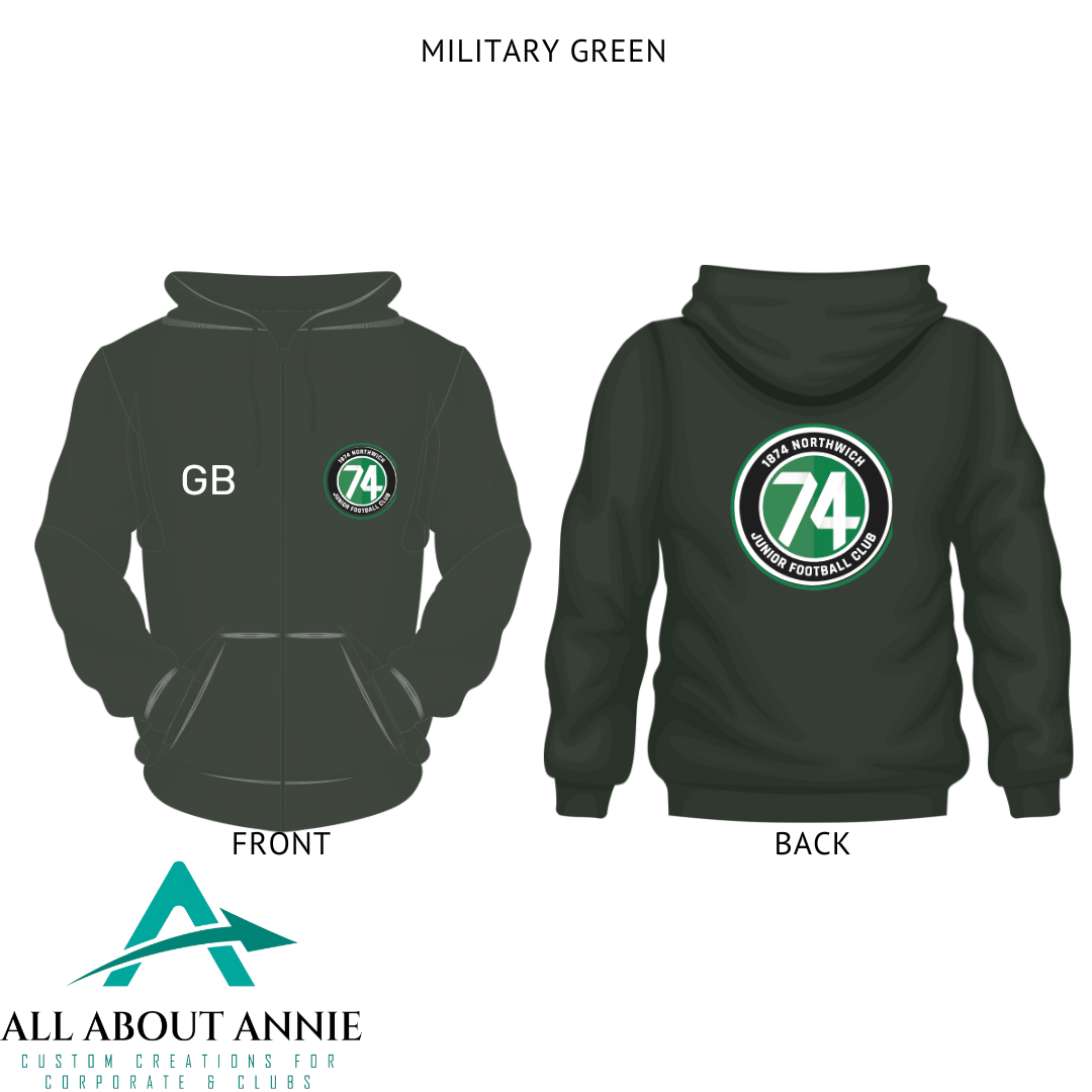 Adults Zip Hoodie - Military Green