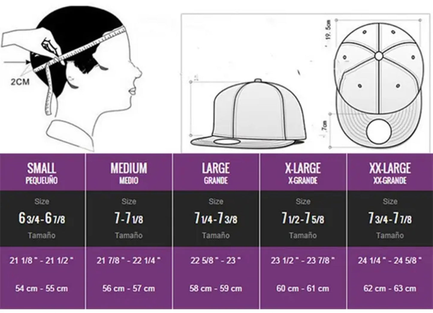 Baseball Cap - Size Guide