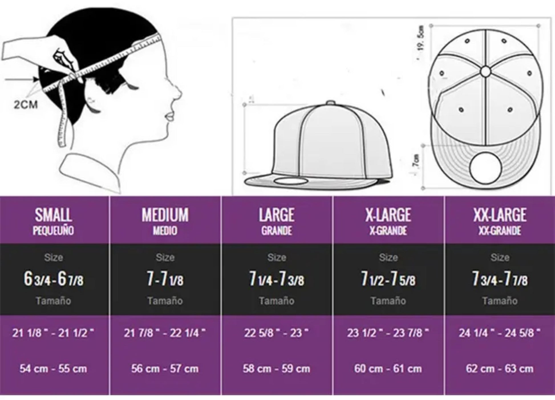 Baseball Cap - Size Guide