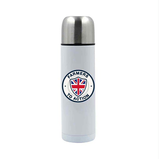 Farmers To Action Thermal Flask Bottle - 500ml - WHITE / SILVER LID